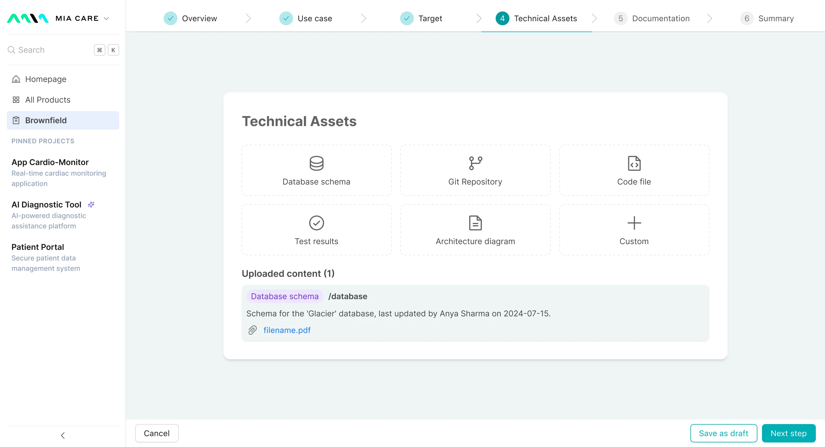 Brownfield software technical assets
